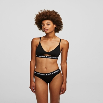 Black Women's Karl Lagerfeld Karl Logo Peephole Bra Underwear | TH681QNVW