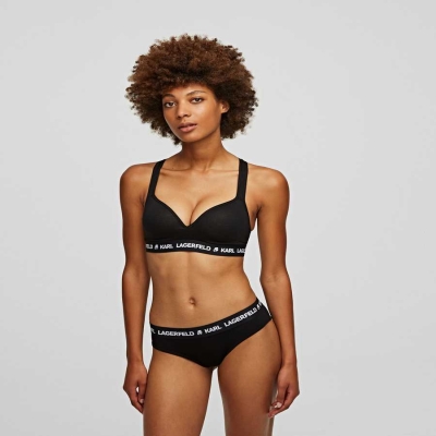 Black Women's Karl Lagerfeld Karl Logo Padded Bra Underwear | TH963PVTO