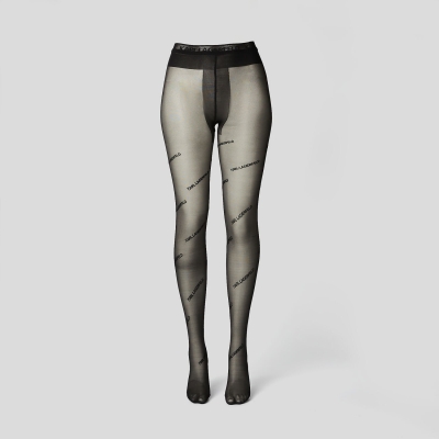 Black Women's Karl Lagerfeld Karl Logo Tights Underwear | TH072CGPB