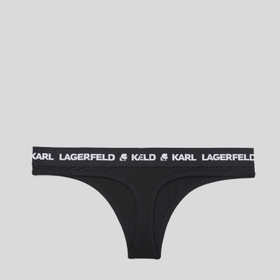 Black Women's Karl Lagerfeld Karl Logo Thong Underwear | TH361FTBO