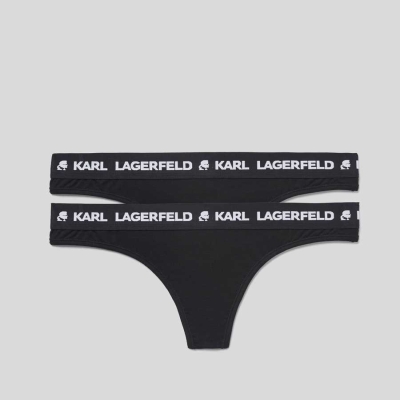 Black Women's Karl Lagerfeld Karl Logo Thong - 2 Pack Underwear | TH560RNUP