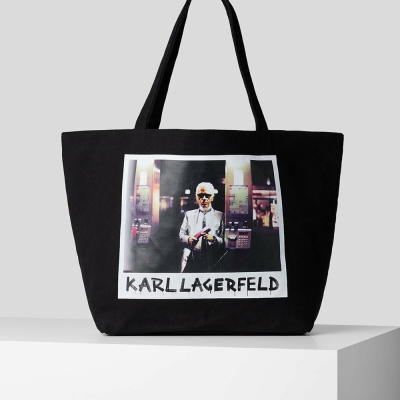 Black Women's Karl Lagerfeld Karl Series Canvas Shopper Tote Bags | TH084JBPR