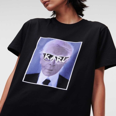 Black Women's Karl Lagerfeld Karl Series T-Shirts | TH123YBPR