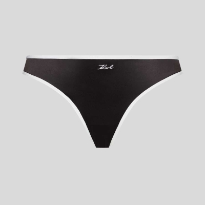 Black Women's Karl Lagerfeld Karl Signature Satin Brazilian Brief Underwear | TH317KCMO