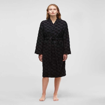 Black Women's Karl Lagerfeld Kl Monogram Bathrobe Loungewear | TH308WKXN