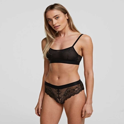 Black Women's Karl Lagerfeld Lace Bralette Underwear | TH150JUKY