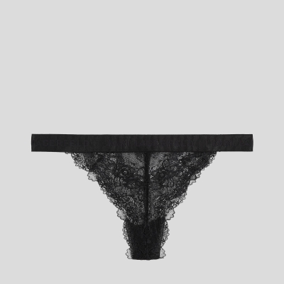 Black Women's Karl Lagerfeld Lace Brazilian Brief Underwear | TH357ARBN