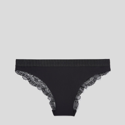 Black Women's Karl Lagerfeld Lace Briefs Underwear | TH752SULE