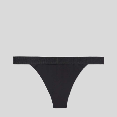 Black Women's Karl Lagerfeld Lace Thong Underwear | TH461SZKR