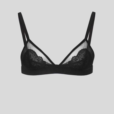 Black Women's Karl Lagerfeld Lace Triangle Bra Underwear | TH725IZLD