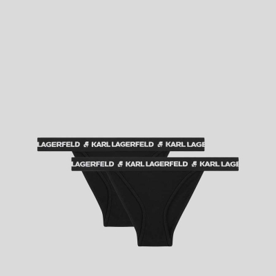 Black Women's Karl Lagerfeld Logo Brazilian Briefs - 2 Pack Underwear | TH167ILJY