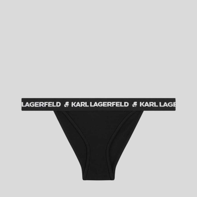 Black Women's Karl Lagerfeld Logo Brazilian Briefs Underwear | TH753FTYO