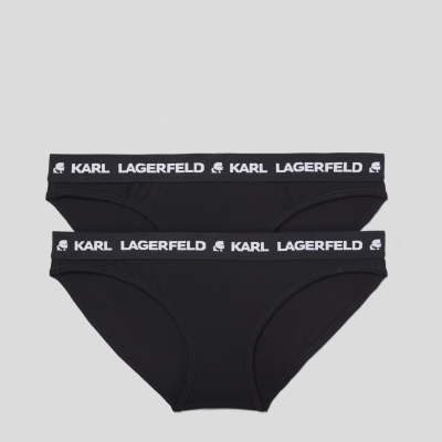 Black Women's Karl Lagerfeld Logo Briefs - 2 Pack Underwear | TH261XYZH