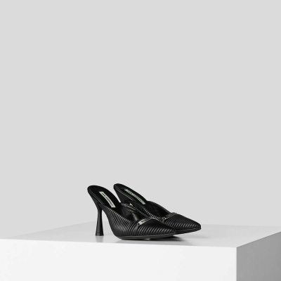 Black Women's Karl Lagerfeld Panache Pleated Court Shoes Sandals & Flats | TH864AOKB