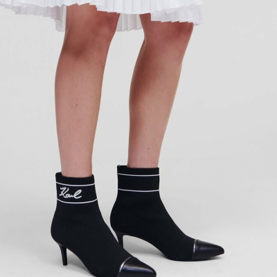 Black Women's Karl Lagerfeld Pandara Mid Signia Ankle Boots | TH910VZFA