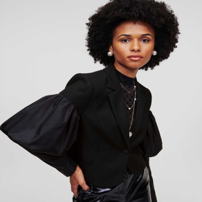 Black Women's Karl Lagerfeld Puff-sleeve Handpicked Blazers | TH571WRBY