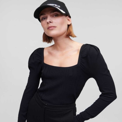 Black Women's Karl Lagerfeld Square Neck Knitwear | TH310ILZH