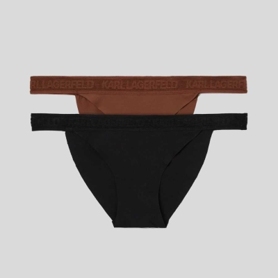 Black Women's Karl Lagerfeld Ultra-light Karl Logo Briefs - 2 Pack Underwear | TH105RQCN