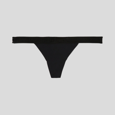 Black Women's Karl Lagerfeld Ultra-light Karl Logo Thong Underwear | TH621VCRQ