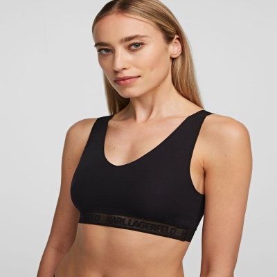 Black Women's Karl Lagerfeld Ultra-light Karl Logo Bralette Underwear | TH671FZRE