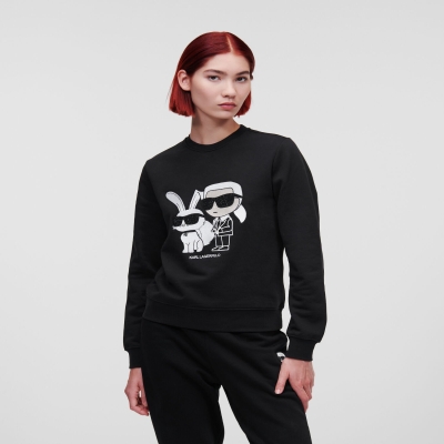 Black Women's Karl Lagerfeld Year Of The Rabbit Sweatshirts | TH076YDUI