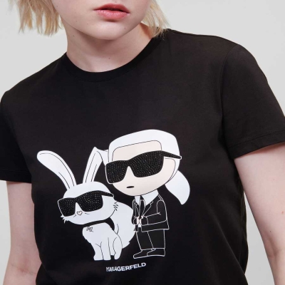 Black Women's Karl Lagerfeld Year Of The Rabbit T-Shirts | TH147OXGU