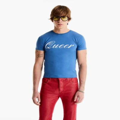 Blue Men's Karl Lagerfeld Karl Lagerfeld X Alled-martinez “Queer” T-Shirts | TH609QVFJ