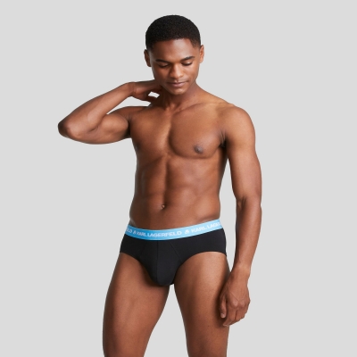 Blue Men's Karl Lagerfeld Karl Logo Briefs - 3 Pack Underwear | TH835LBNW