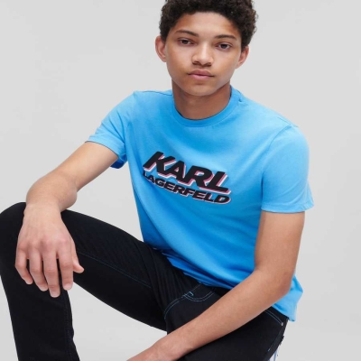 Blue Men's Karl Lagerfeld Karl Logo T-Shirts | TH213HSWI