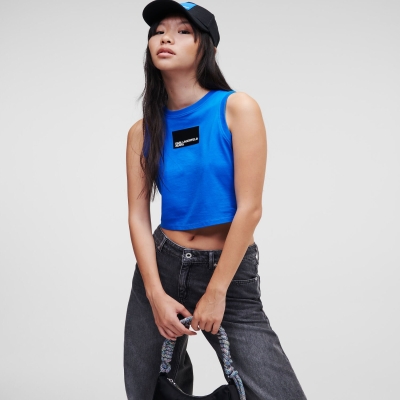 Blue Women's Karl Lagerfeld Klj Cropped T-Shirts | TH192MNCX