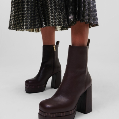 Brown Women's Karl Lagerfeld Strada Ankle Gore Boots | TH826LVWU