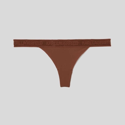 Brown Women's Karl Lagerfeld Ultra-light Karl Logo Thong Underwear | TH105DSTQ