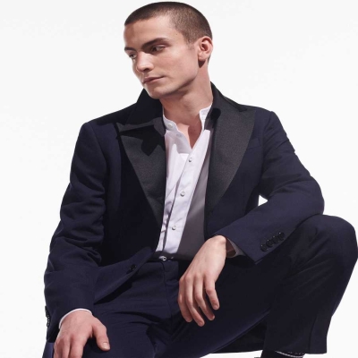 Dark Blue Men's Karl Lagerfeld Cara Loves Karl Tuxedo Blazers | TH905XINA