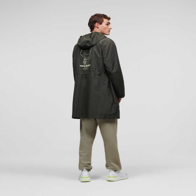 Dark Green Men's Karl Lagerfeld Ikonik 2.0 Parka Jackets | TH967IDSG