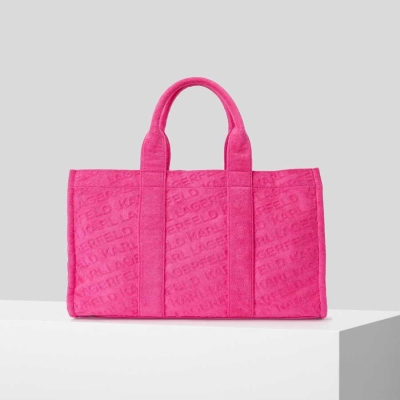 Fuchsia Women's Karl Lagerfeld K/Logo Beach Terry Tote Beachwear | TH792IGXN