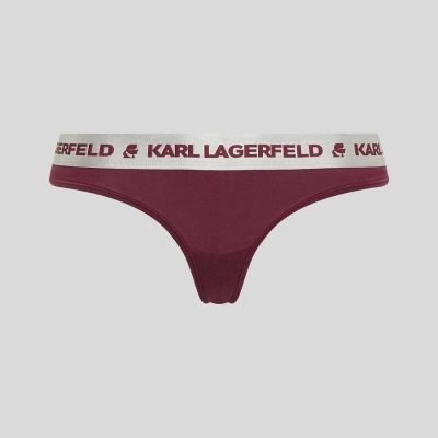 Fuchsia Women's Karl Lagerfeld Metallic Logo Thong Underwear | TH083YJFX