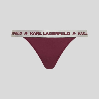 Fuchsia Women's Karl Lagerfeld Metallic Logo Brazilian Briefs Underwear | TH584JEGC