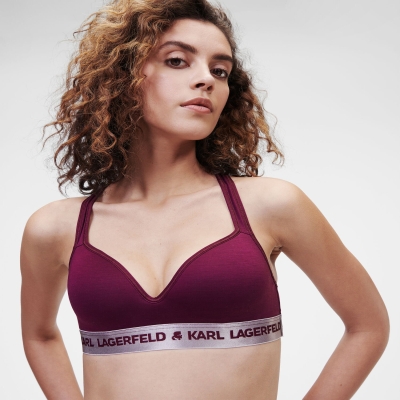 Fuchsia Women's Karl Lagerfeld Metallic Logo Padded Bra Underwear | TH871UELN