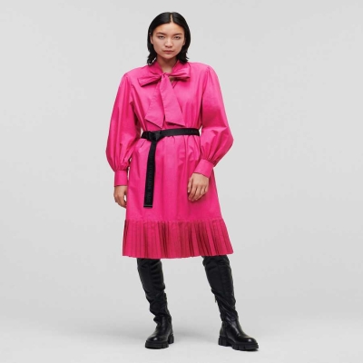 Fuchsia Women's Karl Lagerfeld Pleated Hem Dresses | TH270RADM