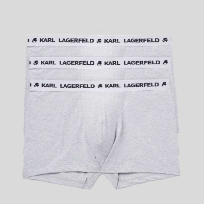 Grey Men's Karl Lagerfeld Karl Logo Monochrome Trunks - 3 Pack Underwear | TH028UDVP