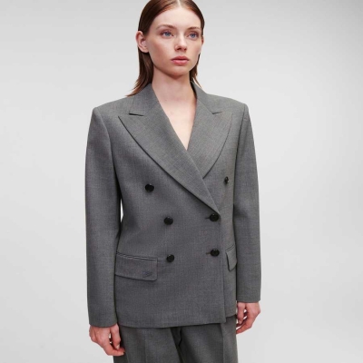 Grey Women's Karl Lagerfeld Double-breasted Blazers | TH568CVEZ