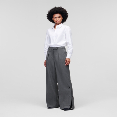 Grey Women's Karl Lagerfeld Wide-leg Pants | TH016IGCZ