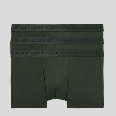 Khaki Men's Karl Lagerfeld Premium Karl Logo Trunks – 3 Pack Underwear | TH456IRAY