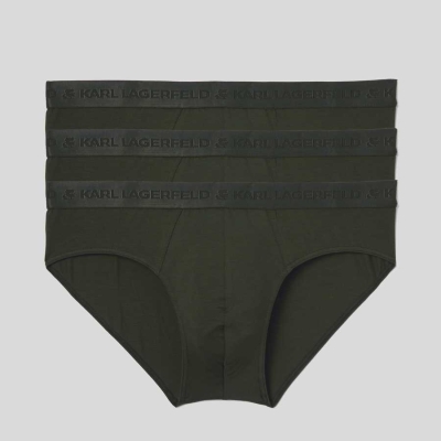 Khaki Men's Karl Lagerfeld Premium Karl Logo Brief – 3 Pack Underwear | TH806ZUEI