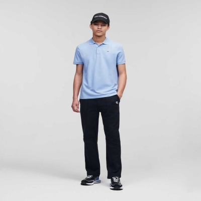 Light Blue Men's Karl Lagerfeld Embroidered Ikonik Karl T-Shirts | TH029RCTI