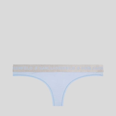 Light Blue Women's Karl Lagerfeld Metallic Logo Thong Underwear | TH507HSOT