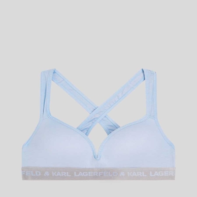 Light Blue Women's Karl Lagerfeld Metallic Logo Padded Bra Underwear | TH634TKRY