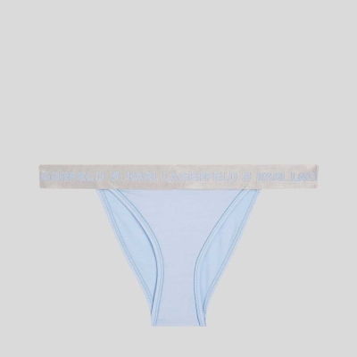 Light Blue Women's Karl Lagerfeld Metallic Logo Brazilian Briefs Underwear | TH827XVOG