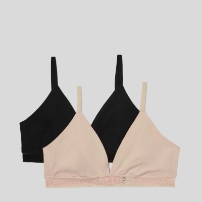 Multicolor Women's Karl Lagerfeld Ultra-light Karl Logo Triangle Bra - 2 Pack Underwear | TH157ITZB