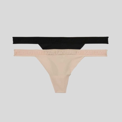 Multicolor Women's Karl Lagerfeld Ultra-light Karl Logo Thong - 2 Pack Underwear | TH687UDFE